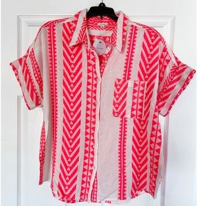 New hot pink tribal top/blouse sz Med